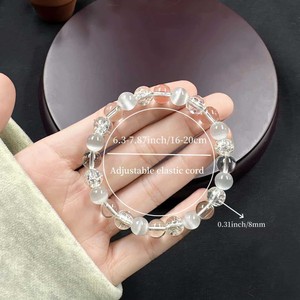 Bracelet en pierres précieuses naturelles mélangées, bracelet en cristal blanc œil de chat, bracelet en cristal de guérison pour femmes, à porter au quotidien - Product Image 2
