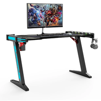 Escritorio Gamer Metálico Wquantum Moderno con LED RGB y Altura Ajustable para Oficina, Escritorio Rojo para PC de Hogar