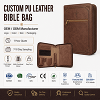 Étui de transport pour Bible en cuir PU classique personnalisé avec poche avant, organiseur de livres, housse de protection pour Bible, sac de transport pour études