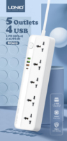LDNIO SC5415 Schnell-Lade-Steckdosenleiste mit 5 Universalsteckdosen und 4 USB-Anschlüssen, 2M Stromkabel-Verlängerung