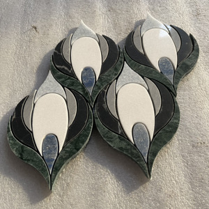 Mosaïque en pierre naturelle HZX, marbre Rosa Norvegia, cristal blanc, incrustation en laiton, mosaïque en marbre découpée au jet d'eau, design pour murs et sols - Product Image 4