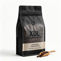 Sachet alimentaire personnalisé en PE 100 % recyclable pour grains de café, fond plat, conforme PPWR, refermable avec valve