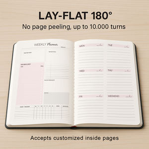 Agenda di Design A5 con Copertina in Pelle PU, Pianificatore Giornaliero e Settimanale, Logo Personalizzato, Colore Rosa Brillante, Stampa di Alta Qualità - Product Image 5