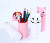 Casing pena silikon lembut kustom hewan lucu, alat koleksi Desktop, casing pena berdiri silikon
