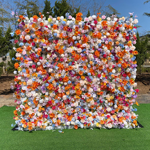 FS-8ft * 8ft 3D 스타일 핑크 장미 꽃 벽 실크 패브릭 다시 롤업 웨딩 장식 - Product Image 3