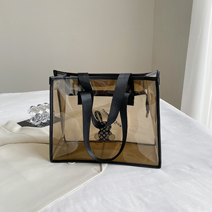 Fashionable Custom Black Oversize Large Capacity Thick Logo Colored PVC Buckle Closure Outdoor Sports Travel <b>Shopping</b> <b>Tote</b> <b>Bag</b> - Product Image 5