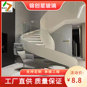 Escalier en colimaçon moderne pour villa, balustrade en verre trempé, structure en acier inoxydable, design sécurisé, utilisation intérieure - Product Image 2