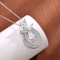 Collier pour femme en argent sterling 925 de haute qualité avec pendentif fer à cheval et zircon cubique taillé en forme de poire, plaqué rhodium