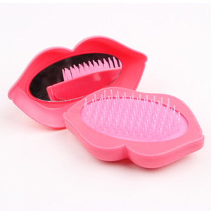 2 <span class=keywords><strong>in</strong></span> 1 moda rosso specchio per il trucco portatile da viaggio spazzola per capelli e specchio per ragazze strumenti di plastica per parrucchieri - Product Image 1