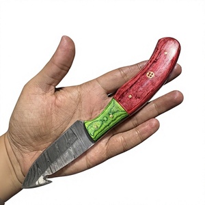 Cuchillo de Supervivencia Forjado a Mano con Hoja Fija de Acero de Damasco de 20cm, Mango de Madera Pakka Azul, Fácil de Transportar, para Camping, Caza y Bricolaje - Product Image 5