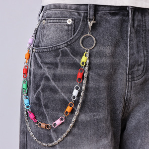 Colorful Double Layer Metal Pant <b>Chain</b> Zinc Alloy Hip Hop Waist <b>Chain</b> Unisex Daily Wear - Product Image 1
