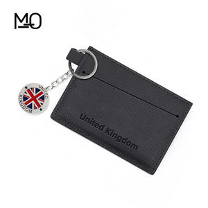 Ensemble de boîtes cadeaux personnalisables en gros avec porte-cartes fin et porte-clés en métal, étui compact minimaliste noir en PU pour cartes - Product Image 3