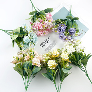 Bouquet de chrysanthèmes artificiels 32 cm, fleurs en soie, décoration de mariage en extérieur, bleu, violet, champagne, rose, blanc, arrangement de marguerites - Product Image 3