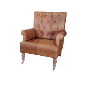 Fauteuil moderne à dossier haut en cuir véritable avec support ergonomique, accoudoirs larges, structure en bois massif, fauteuil de salon de luxe - Product Image 1