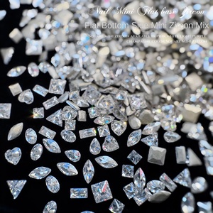 Небольшой размер 3D ногтей мини-вспышка Циркон с плоским дном Смешанное прозрачное дно шампанское Заостренное дно ногти белый камень - Product Image 1