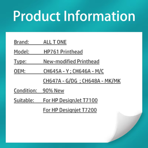 Tête d'impression remanufacturée 761 pour imprimantes <span class=keywords><strong>HP</strong></span> T7100 <span class=keywords><strong>T7200</strong></span> CH645A CH646A CH647A CH648A et PLA avec garantie de 12 mois - Product Image 6