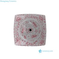 DS-RZKR90-C Lampe de table en porcelaine de haute qualité, motif floral rose et blanc peint à la main, forme carrée, pour éclairage