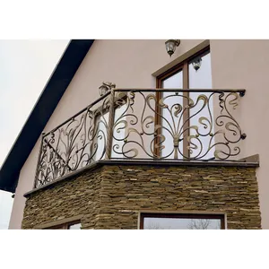 Customized Design High Quality Wrouht Iron Balcony Railing Metal Railing Outdoor Design