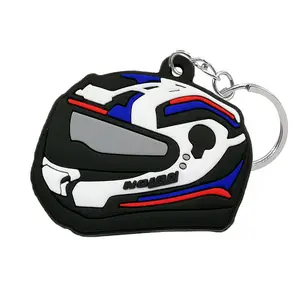 2d Cartoon Helmet Motorcycle Keyring Giveaways Key Rings Tags Wholesale Personalized Custom Design Soft Pvc Keychain