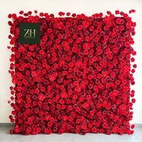 Panneaux muraux en fleurs de rose rouge 3D haute densité, toile de fond florale artificielle pour mariage, fête de la Saint-Valentin, décoration de photomaton