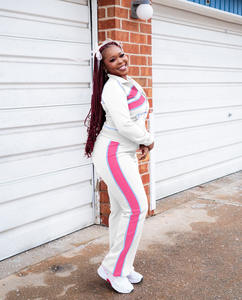 Damen Trainings anzug 2-teiliges Set Jogging anzug Waffel jacke Pullover Reiß verschluss Sweatshirt Top Coat und Flare Pants Damen Waffel Trainings anzug - Product Image 6