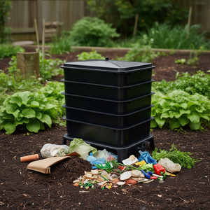 Compostador de gusanos de 5 niveles y 50L, fácil de instalar, para reciclaje de residuos alimentarios. - Product Image 2