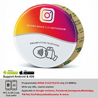 Etiqueta NFC RFID de PVC+Epoxi, Mini Etiqueta con Código QR, Logotipo Personalizado, Adhesivos Impermeables para Mesa, para Pagos en Hoteles y Reseñas de Google