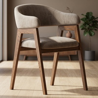 Chaise de salle à manger rembourrée moderne et durable, pieds en bois, siège en rotin et velours, design mid-century NYXORA ATELIER pour la maison, le bureau, l'hôtel
