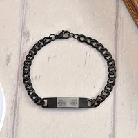 Bracelet de couple en acier inoxydable tendance avec photo gravée au laser personnalisée DIY, cadeau d'anniversaire créatif