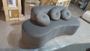 Sofá de terciopelo de lujo nórdico, sofá de forma curva, sala de estar, sofá seccional medio redondo de brazo bajo moderno - Product Image 4