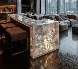 Comptoir d'accueil contemporain haut de gamme R070 en cristal écologique sur mesure – Mobilier de hall premium pour projets commerciaux - Product Image 5