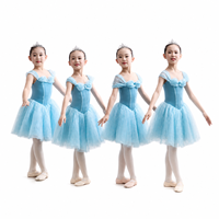 Robe de tutu bleue pour filles, costume de danse de princesse, robe de danse pour spectacle de ballet pour enfants