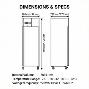 Frigorifero Commerciale SWENZA in Acciaio Inox, Attrezzatura di Refrigerazione a <span class=keywords><strong>Doppia</strong></span> Temperatura, Frigorifero Verticale - Product Image 4