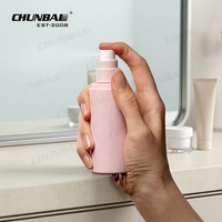 Nouvelle conception d'étiquette, flacon cylindrique transparent de luxe vide de 60 ml, 100 ml, 500 ml pour huile capillaire, brume corporelle plate, flacon PET avec couvercle