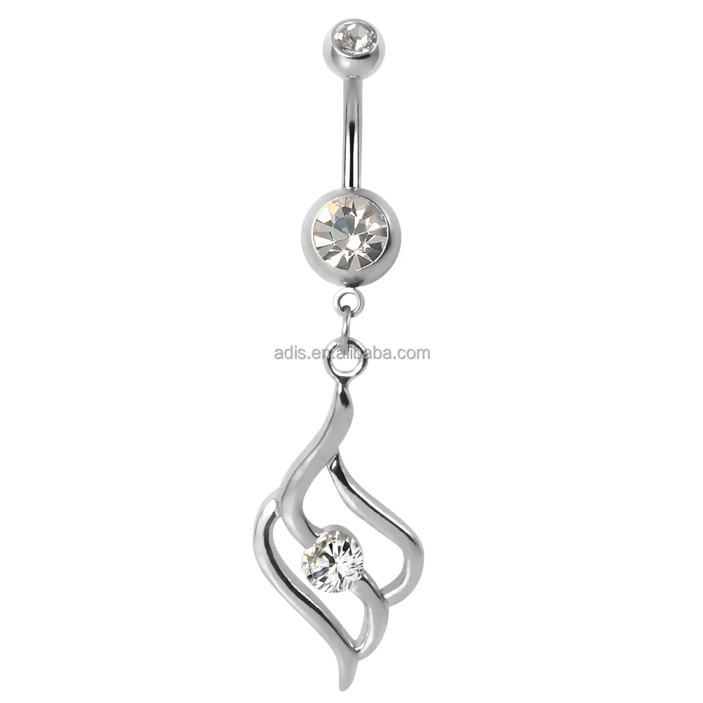 Mooie Dubbele Diamanten Hoepel Navel Stud Roestvrij Staal Mode Vrouwen Meisjes Hangende Navel Ring Piercing Sieraden