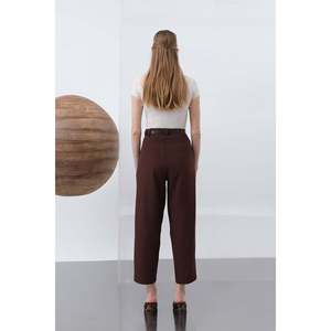 Puane Women's Brown Pleated <b>Trousers</b> - Elegant Loose Fit Casual Pants for Everyday Wear - Comfortable and Stylish <b>Ladies</b> Bottoms - Product Image 6