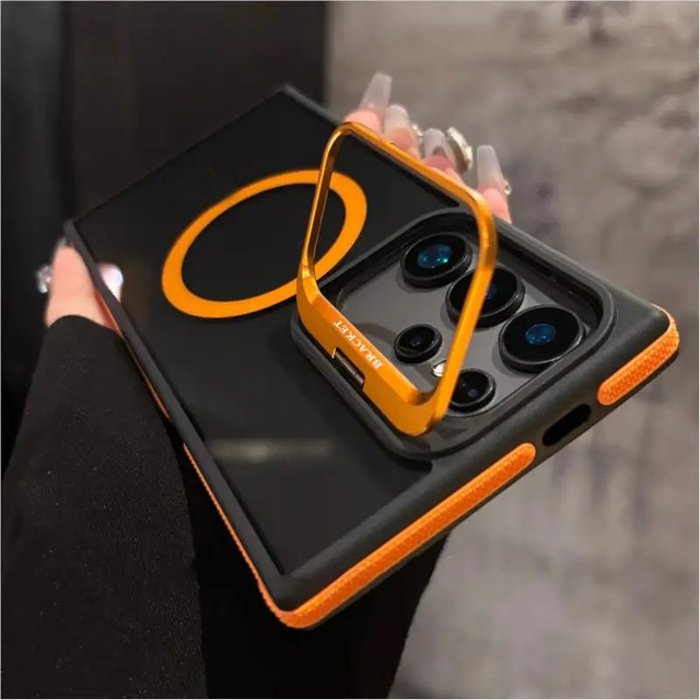 2025 Luxury Camera Lens Kickstand Holder Magnetic Phone Case for Samsung S25 S24 S23 FE Plus S22 Ultra Shockproof Bumper Cover