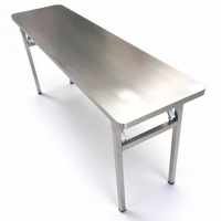 Table pliante en acier inoxydable, portable, rectangulaire, design moderne, marque AFS, pour le camping en plein air, les pique-niques, les barbecues