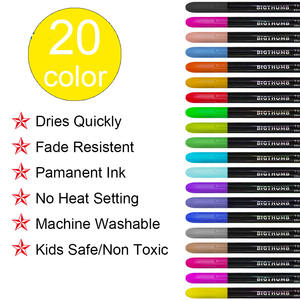 Bview Art Lot <span class=keywords><strong>de</strong></span> marqueurs pour tissus 10/20/24 couleurs, encres pigmentaires permanentes faciles à utiliser pour le bricolage, le <span class=keywords><strong>dessin</strong></span> à la main, le gribouillage, les vêtements pour - Product Image 2