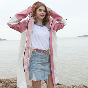 생산 컬러 관찰 친환경 방수 비옷 야외 경량 롱 후드 트렌치 레인 코트 - Product Image 3