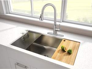 Grifo de Cocina Monomando de Acero Inoxidable Cepillado de Lujo con Rociador Extraíble, Válvula Cerámica, Agua Fría/Caliente, Uso Moderno en Hoteles - Product Image 4