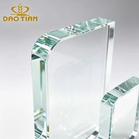 Plaque de récompense rectangulaire vierge en verre cristal K9 personnalisée en gros avec bord incurvé pour gravure laser de logo