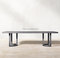 Table à manger et canapés de luxe, mobilier de patio d'extérieur, fait à la main, en aluminium,