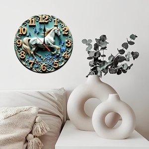 Round Wooden Wall <b>Clock</b> Artistic Minimal Design Quiet <b>Movement</b> Home Living Room Decor 25x25Cm - Product Image 3