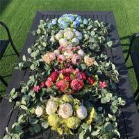 Décoration de mariage, centre de table en fleurs de champagne, arrangement de roses artificielles, boule de fleurs rouge, rose, blanc, bordeaux