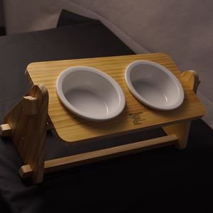 Support de bol pour animaux de compagnie en bois, angle réglable, pour chat et chien, bol d'eau, utilisation domestique, forme ovale - Product Image 1