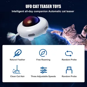 Mainan Anak Kucing Pintar untuk Latihan Hewan Peliharaan Bermain Mainan Kucing Otomatis Mainan Kucing Elektrik Interaktif dengan Bulu