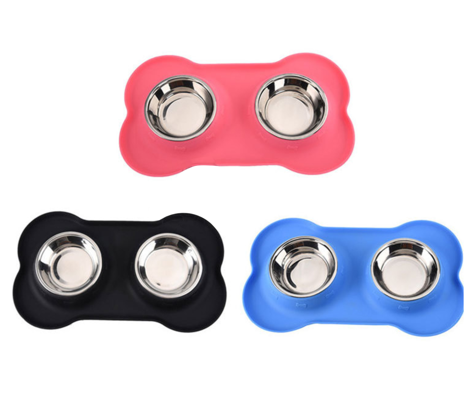 Sample Available Non-Slip Eco-friendly Mat with Pet Bowl and Food Feeder Silicone Foldable Double Stainless Steel Dog Bowls