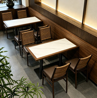 Ensemble de chaises en rotin de style chinois moderne et durable pour restaurant, table et chaises pour restauration rapide, café, restaurant de sushis