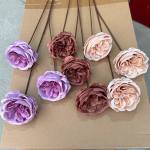 Fleurs artificielles de roses Austin à 3 têtes pour mariage, Thanksgiving, célébrations, décoration intérieure, modèle Jinxixi X-0523-2 Bone Shooting - Product Image 3
